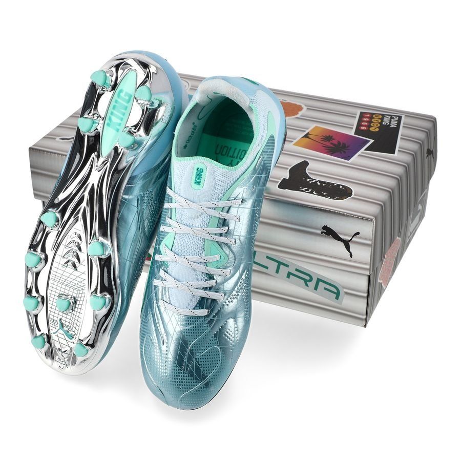 PUMA King 20 Ultimate FG/AG New York City Edition - Bleu glacé/Vert/Sparkling Green